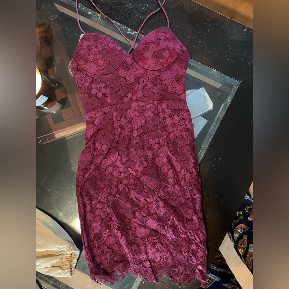 Burgundy lace dress